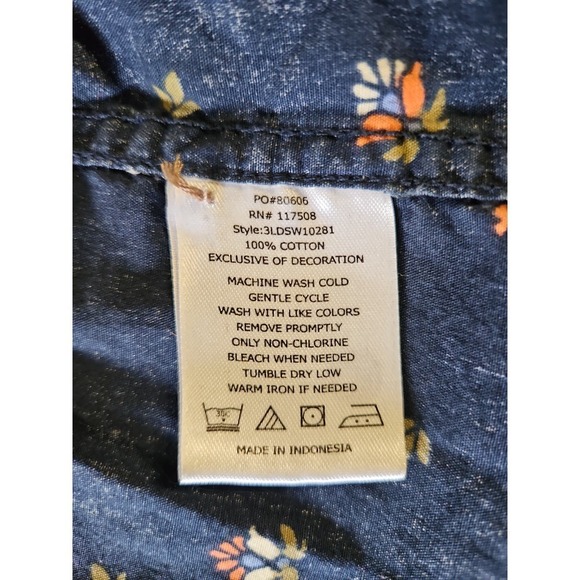 Levi's Floral Button Up Short Sleeve Shirt Women's Sz Large - Picture 6 of 7